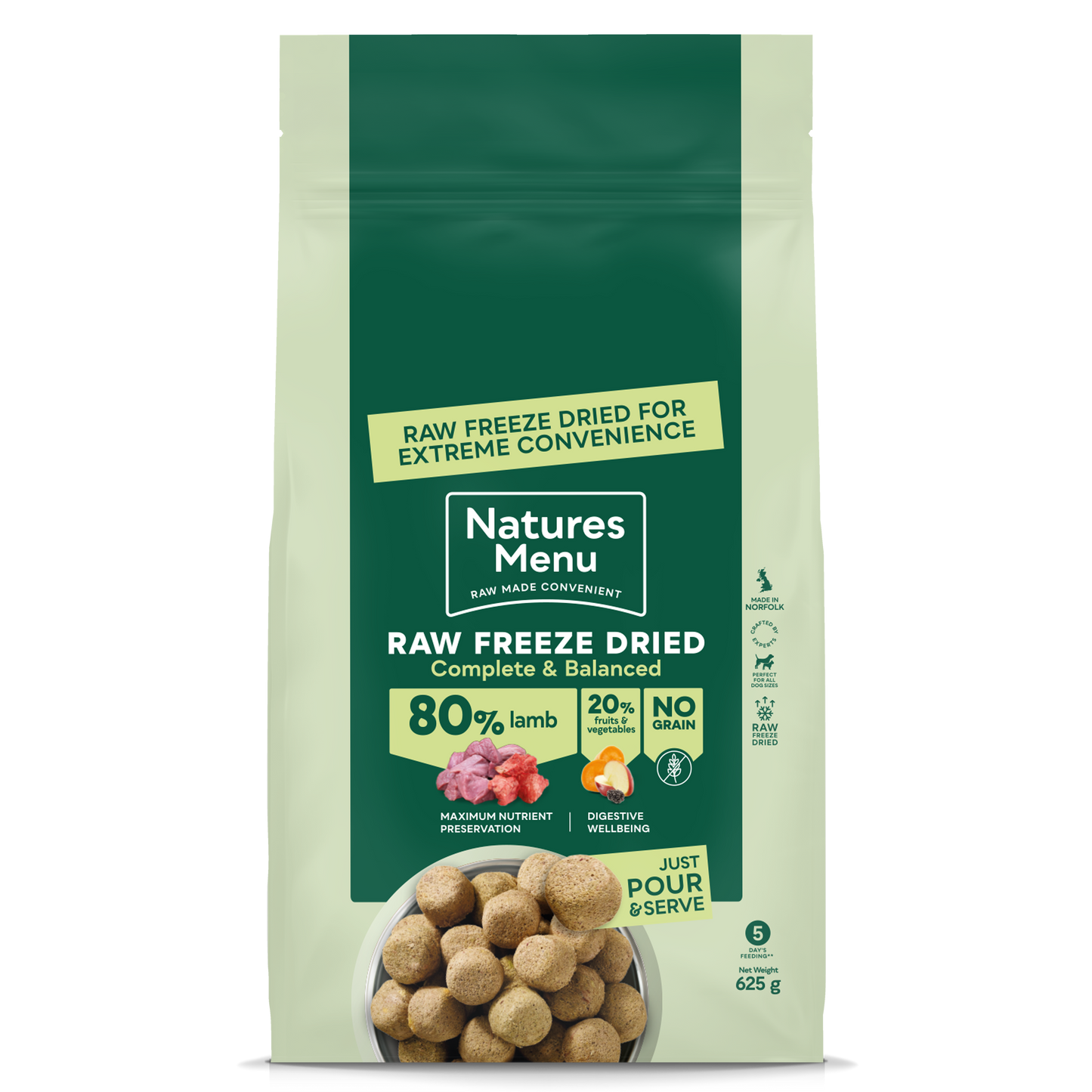 NATURES MENU 80% LAMB FREEZE DRIED NUGGETS