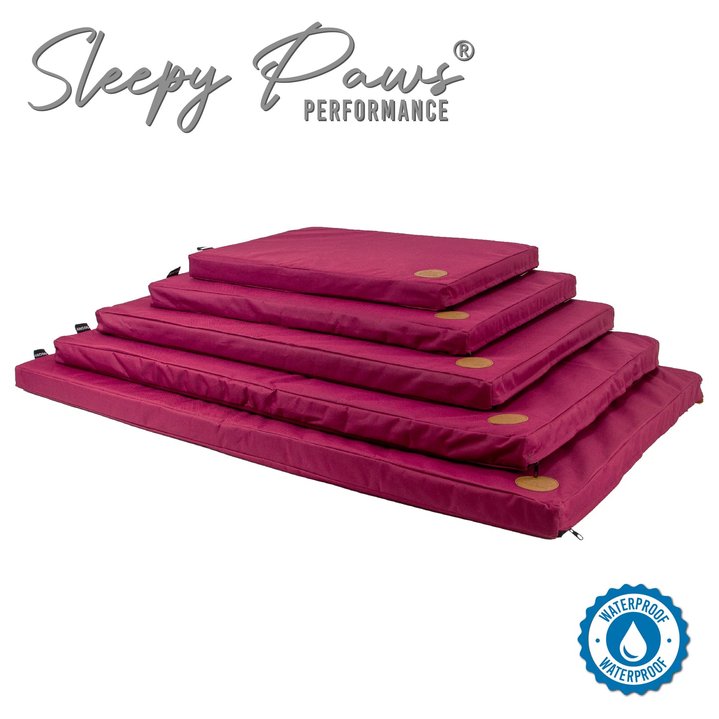 WATERPROOF PAD BED BURGUNDY 5 sizes availble