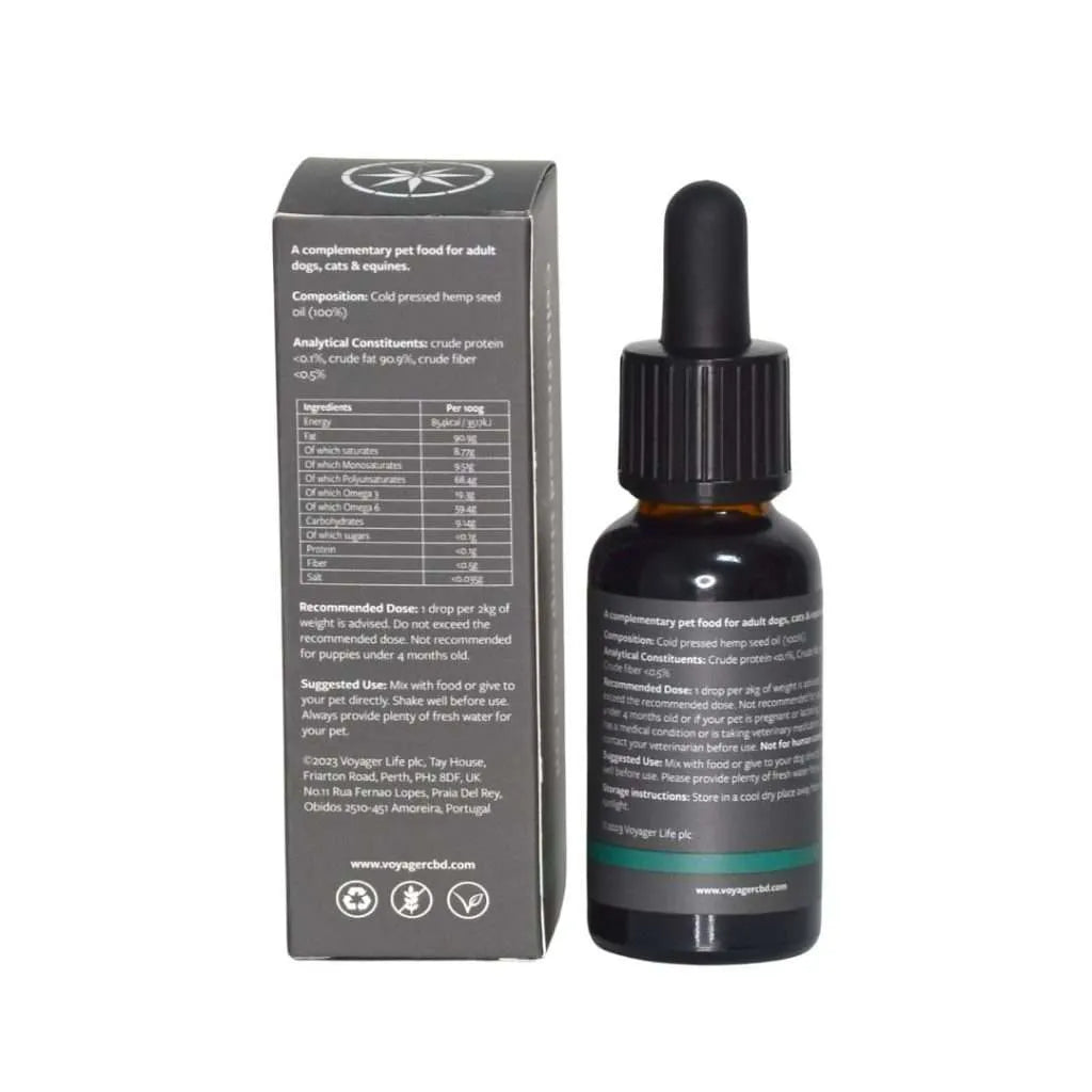 VOYAGER COLD PRESSED  HEMP SEED OIL FOR PETS 30ml