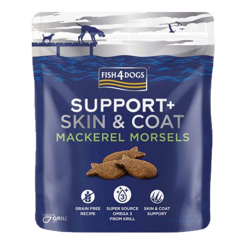 FISH 4 DOGS SUPPORT+ SKIN & COAT MACKERAL MORSELS 225g